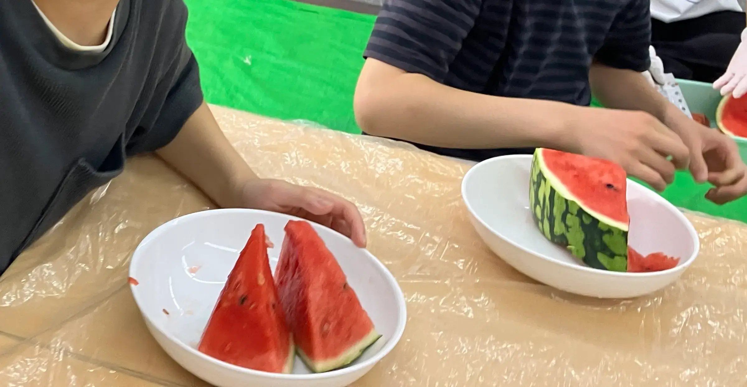割れたスイカを食べている様子②