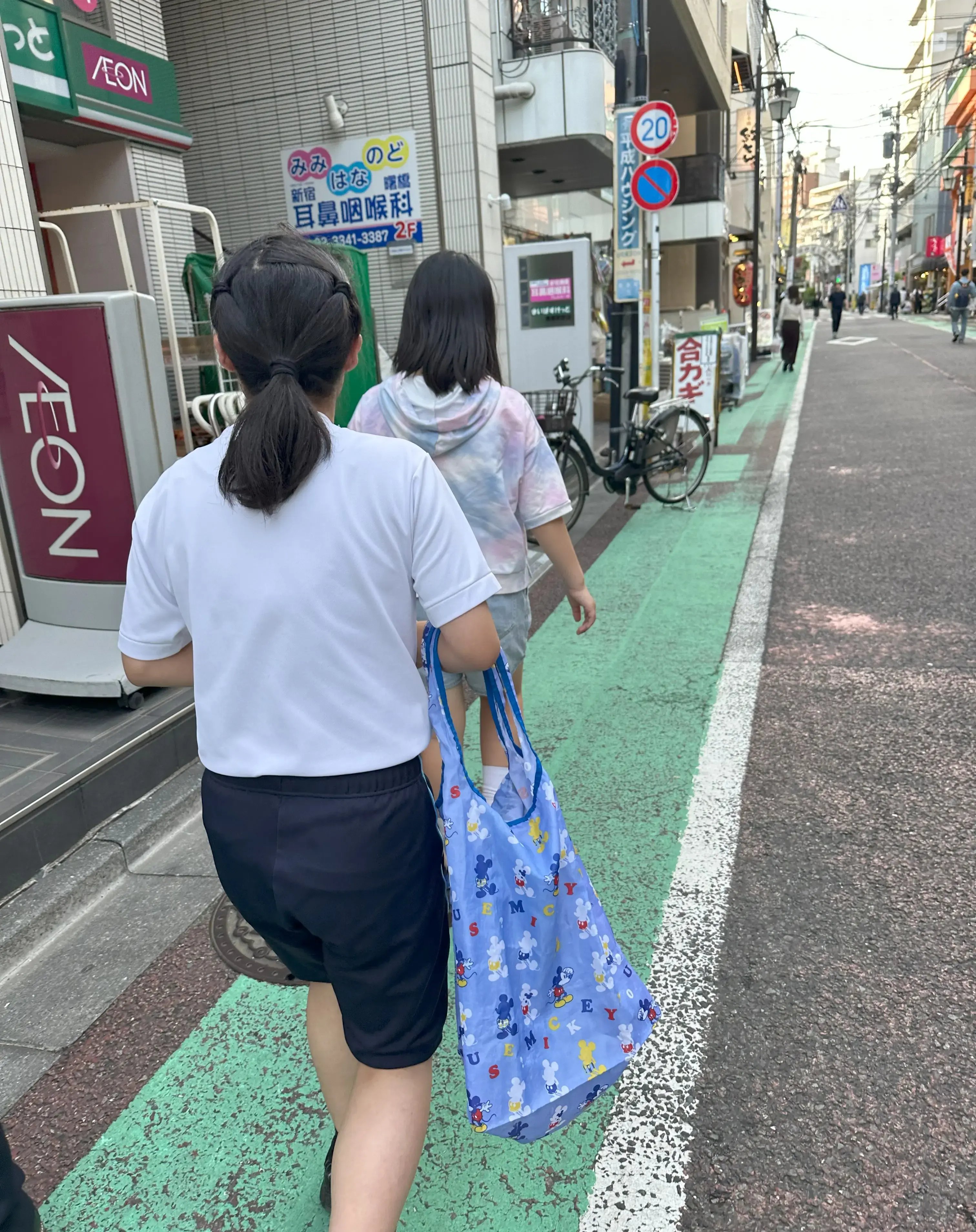 交通ルールを意識して歩いている様子